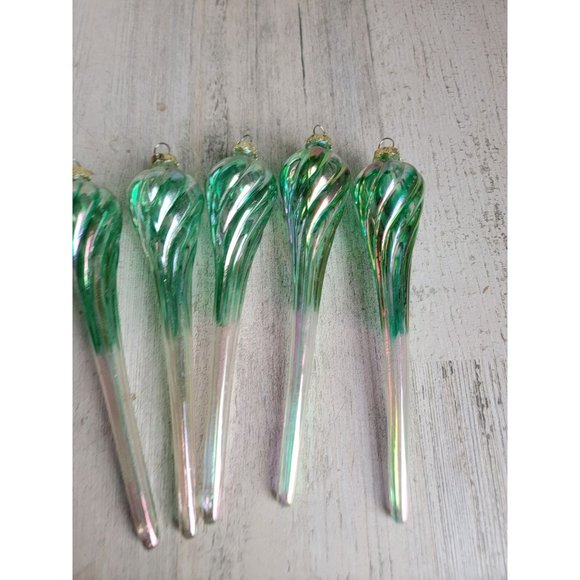 Blue Twisted glass iridescent long ornament Xmas set - Picture 5 of 8